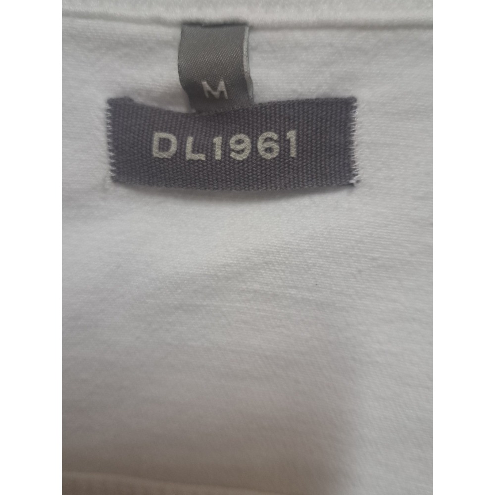 DL1961 White Cropped Denim Jacket Women's Medium Frayed Hem Stretch - Picture 2 of 6